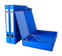 GUOKOFF Scatola Archivio A4, 3 Pezzi Scatola Archivio con Coperchio, Dorso da 45 mm, Scatola per Documenti Archivio, Cartella Portaprogetti Scatole (Blu)