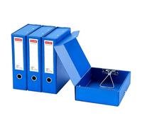 GUOKOFF Scatola Archivio A4, 4 Pezzi Scatola Archivio con Coperchio, Dorso da 88 mm, Scatole per Documenti archivio, Cartella Portaprogetti Scatole per ufficio, Scuole (Blu)