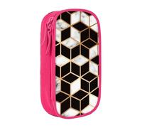 GUOLGP 3D marmo stampa funzionale matita sacchetti multi-scomparto stoccaggio materiale scolastico facile accesso, rosa, Taglia unica, Con tasca per il