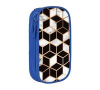 GUOLGP 3D marmo stampa funzionale matita sacchetti multi-scomparto stoccaggio materiale scolastico facile accesso, Blu, Taglia unica, Con tasca per il