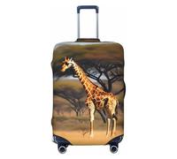 GUOLGP Africa Giraffe Majestic Tree Print Universal Suitcase Cover elastica lavabile viaggio bagagli copertura con doppia faccia, Nero , M