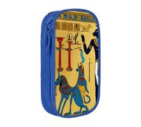 GUOLGP Antico Egitto Tribe Serie Stampa Funzionale Matita Sacchetti Multi-Scompartimento di Stoccaggio Forniture Scuole Di Facile Accesso, Blu, Taglia unica, Con tasca per il