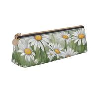 GUOLGP Astuccio a triangolo con stampa di margherite bianche, grande capacità, 21 x 5,6 x 6,1 cm, per tutti i giorni