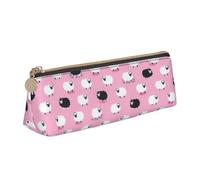 GUOLGP Astuccio a triangolo con stampa di pecore bianche su sfondo rosa, grande capacità, 20,3 x 5,6 x 6,1 cm, astuccio quotidiano essenziale