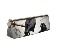 GUOLGP Astuccio a triangolo con stampa di uccelli corvi neri su un ramo, grande capacità, 20,3 x 5,6 x 6,1 cm, astuccio triangolare Daily Essentials