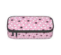 GUOLGP Astuccio con stampa di pecore bianche su sfondo rosa, elegante e capiente, spazioso astuccio per penne da studio, materiale scolastico da viaggio, Nero , Taglia unica