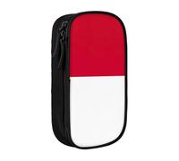 GUOLGP Astuccio funzionale con stampa bandiera di Monaco, multi-scomparto, materiale scolastico, facile accesso, Nero , Taglia unica, Con tasca per il