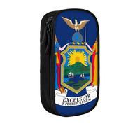 GUOLGP Astuccio funzionale con stampa bandiera di New York, multi-scomparto, materiale scolastico, facile accesso, Nero , Taglia unica, Con tasca per il