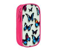 GUOLGP Astuccio funzionale con stampa di farfalle e violoncello, multi-scomparto, materiale scolastico, facile accesso, rosa, Taglia unica, Con tasca per il