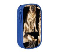 GUOLGP Astuccio funzionale con stampa di pastore tedesco, multi-scomparto per la scuola, facile accesso, Blu, Taglia unica, Con tasca per il