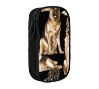 GUOLGP Astuccio funzionale con stampa di pastore tedesco, multi-scomparto per la scuola, facile accesso, Nero , Taglia unica, Con tasca per il