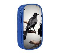 GUOLGP Astuccio funzionale con stampa di uccelli corvi neri su un ramo, multi-scomparto, materiale scolastico, facile accesso, Blu, Taglia unica, Con tasca per il