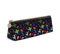 GUOLGP Astuccio per matite con stampa di ragni e fantasma arcobaleno, con fantasma, cappello da strega, grande capacità, 20,3 x 5,6 x 6,1 cm, astuccio triangolare per tutti i giorni