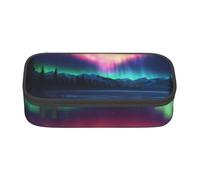 GUOLGP Astuccio spazioso con stampa di luci del nord scure, elegante, capiente, per penne e articoli scolastici da viaggio, Nero , Taglia unica