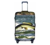GUOLGP Bass Fishing Wave Stampa Cerniera Nascosta Copertura Decorativa Valigie Lavabile Viaggio Bagaglio Protector, bianco, M