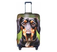 GUOLGP Bassotto Weiner Pet Dog Stampa Cerniera Nascosta Copertura Decorativa Valigie Lavabile Viaggio Bagaglio Protector, bianco, L