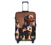 GUOLGP Bassotto Weiner stampa cane nascosto cerniera decorativa valigia copertura lavabile viaggio bagagli Protector, bianco, L