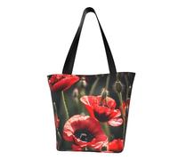 GUOLGP Bella borsa a tracolla estiva con stampa di papaveri rossi da viaggio, spiaggia, gite quotidiane, accessori per uomini e donne