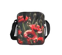 GUOLGP Bella borsa termica per il pranzo con stampa di papaveri rossi, trasparente, per cibo, scuola, lavoro, viaggi, picnic, bento box