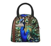 GUOLGP Bella stampa con immagine di pavone elegante borsa termica per il pranzo leggera tote lavoro scuola picnic mantiene i pasti freschi