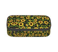 GUOLGP Bella stampa girasole elegante grande capacità astuccio spazioso studio penna sacchetto materiale scolastico viaggio, Nero , Taglia unica