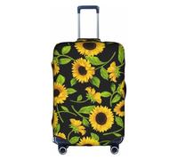 GUOLGP Bella stampa girasole nascosta cerniera decorativa valigia copertura lavabile viaggio bagagli Protector, bianco, S