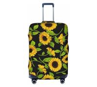 GUOLGP Bella stampa girasole universale valigia copertura elastica lavabile viaggio bagagli copertura con doppia faccia, Nero , XL