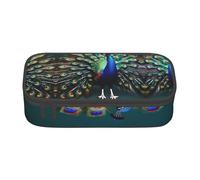 GUOLGP Bella stampa pavone elegante grande capacità astuccio spazioso studio penna sacchetto materiale scolastico viaggio, Nero , Taglia unica