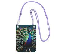 GUOLGP Bella stampa pavone telefono borsa a tracolla moda sottile leggera per viaggi corsa escursionismo shopping, Viola, Taglia unica