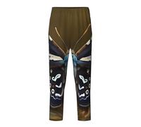 GUOLGP Belle ali di falena stampa festiva pigiama pantaloni vestiti morbidi plaid pantaloni delicati sulla pelle riunioni di famiglia, Nero , 10-12
