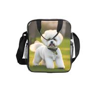 GUOLGP Bichon Frise Dog On The Grass Print Clear Insulated Lunch Bag Capacità Tote Scuola Lavoro Viaggi Picnic Bento Box