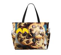 GUOLGP Biscotti Cibo Cioccolato Chips Biscotti Stampa Elegante Borsa Impermeabile Tote Multi-Tasche Pieghevole Leggero Avventure All'aperto