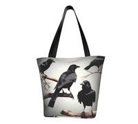 GUOLGP Black Crow Birds on a branch Print Summer Shoulder Bag Travel Tote Beach Outings Daily Commutes Women Men Accessory
