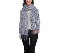GUOLGP Blu polinesiano Maori Tribal Pattern Stampa Elegante Frange Sciarpa Scialle Wrap per le Donne Inverno Versatile Moda Accessorio Regalo