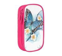GUOLGP Blue Butterfly On Blossom Flower Print - Astuccio funzionale multi-scomparto per la scuola, facile accesso, rosa, Taglia unica, Con tasca per il
