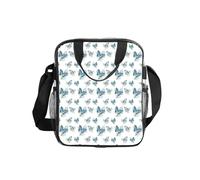 GUOLGP Blue Butterfly On Blossom Flower Print Clear Insulated Lunch Bag Capacità Tote Scuola Lavoro Viaggi Picnic Bento Box