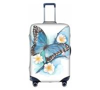 GUOLGP Blue Butterfly On Blossom Flower Print Nascosta Cerniera Decorativa Copertura Lavabile Bagaglio Da Viaggio Protezione, bianco, S