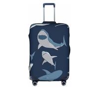 GUOLGP Blue Cartoon Shark Print Nascosta Cerniera Decorativa Copertura Lavabile Viaggio Bagaglio Protector, bianco, M