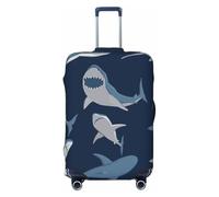 GUOLGP Blue Cartoon Shark Print Universal Valigie Copertura elastica lavabile Travel Bagagli con Double Sided, Nero , L