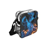 GUOLGP Blue Flame Print Clear Insulated Lunch Bag Capacità Food Tote Scuola Lavoro Viaggi Picnic Bento Box