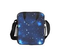 GUOLGP Blue Shining Stars Pattern Print Clear Insulated Lunch Bag Capacità Tote Scuola Lavoro Viaggi Picnic Bento Box