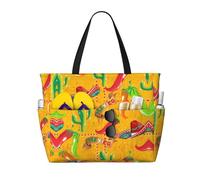 GUOLGP Borsa alla moda con cappello di cactus e peperoncino stampa borsa impermeabile multitasche pieghevole leggera avventure all'aperto