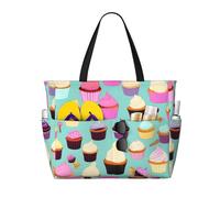 GUOLGP Borsa alla moda con stampa a tema cupcake, impermeabile, multitasche, pieghevole, leggera, per avventure all'aria aperta