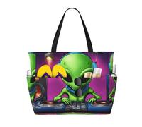 GUOLGP Borsa alla moda con stampa aliena verde borsa impermeabile multi-tasche pieghevole leggera avventure all'aperto