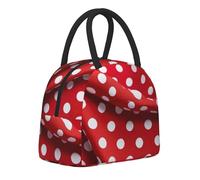 GUOLGP Borsa termica per il pranzo, leggera, con stampa a pois rossi e bianchi, per lavoro, scuola, picnic, mantiene i pasti freschi