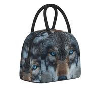 GUOLGP Borsa termica per il pranzo, leggera, con stampa di lupo, con occhi azzurri, per lavoro, scuola, picnic, mantiene i pasti freschi