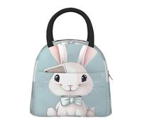 GUOLGP Borsa termica per il pranzo, leggera, con stampa di un coniglio bianco, per lavoro, scuola, picnic, mantiene i pasti freschi