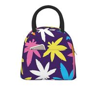 GUOLGP Bright Colorful Weed Pattern Print Elegante borsa termica pranzo leggera Tote lavoro scuola picnic mantenere i pasti freschi