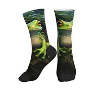 GUOLGP Calzini sportivi a tubo intermedio con stampa rana della pace, per uomo e donna, con vestibilità antiscivolo, per palestra, jogging, allenamento, 2 Nero-2, Taglia unica