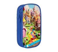 GUOLGP Candy Land Print - Astuccio funzionale per matite e matite, multi-scomparto, per la scuola, facile accesso, Blu, Taglia unica, Con tasca per il